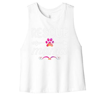 Rescue Mama Pet Lovers  Mothers Day Dog Mom Women's Racerback Cropped Tank