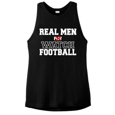 Real Men Play Watch Football Funny Ladies PosiCharge Tri-Blend Wicking Tank