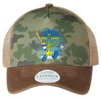 Retro Menorah Playing Baseball Happy Hanukkah Pjs Legacy Tie Dye Trucker Hat