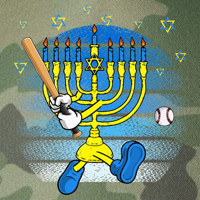 Retro Menorah Playing Baseball Happy Hanukkah Pjs Legacy Tie Dye Trucker Hat