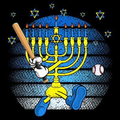Retro Menorah Playing Baseball Happy Hanukkah Pjs T-Shirt