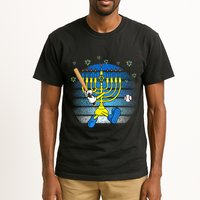 Retro Menorah Playing Baseball Happy Hanukkah Pjs Tall T-Shirt