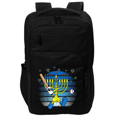 Retro Menorah Playing Baseball Happy Hanukkah Pjs Impact Tech Backpack