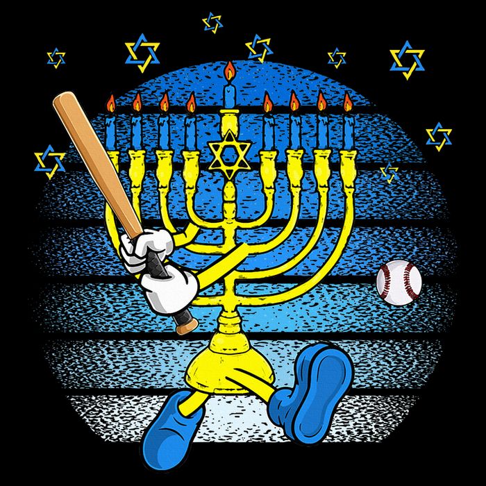 Retro Menorah Playing Baseball Happy Hanukkah Pjs Drawstring Bag