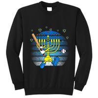Retro Menorah Playing Baseball Happy Hanukkah Pjs Tall Sweatshirt