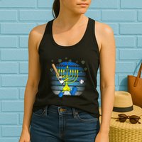 Retro Menorah Playing Baseball Happy Hanukkah Pjs Womens Tank Top