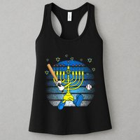 Retro Menorah Playing Baseball Happy Hanukkah Pjs Womens Tank Top