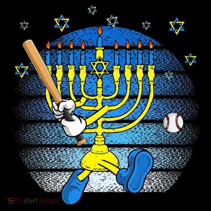 Retro Menorah Playing Baseball Happy Hanukkah Pjs Toddler Hoodie