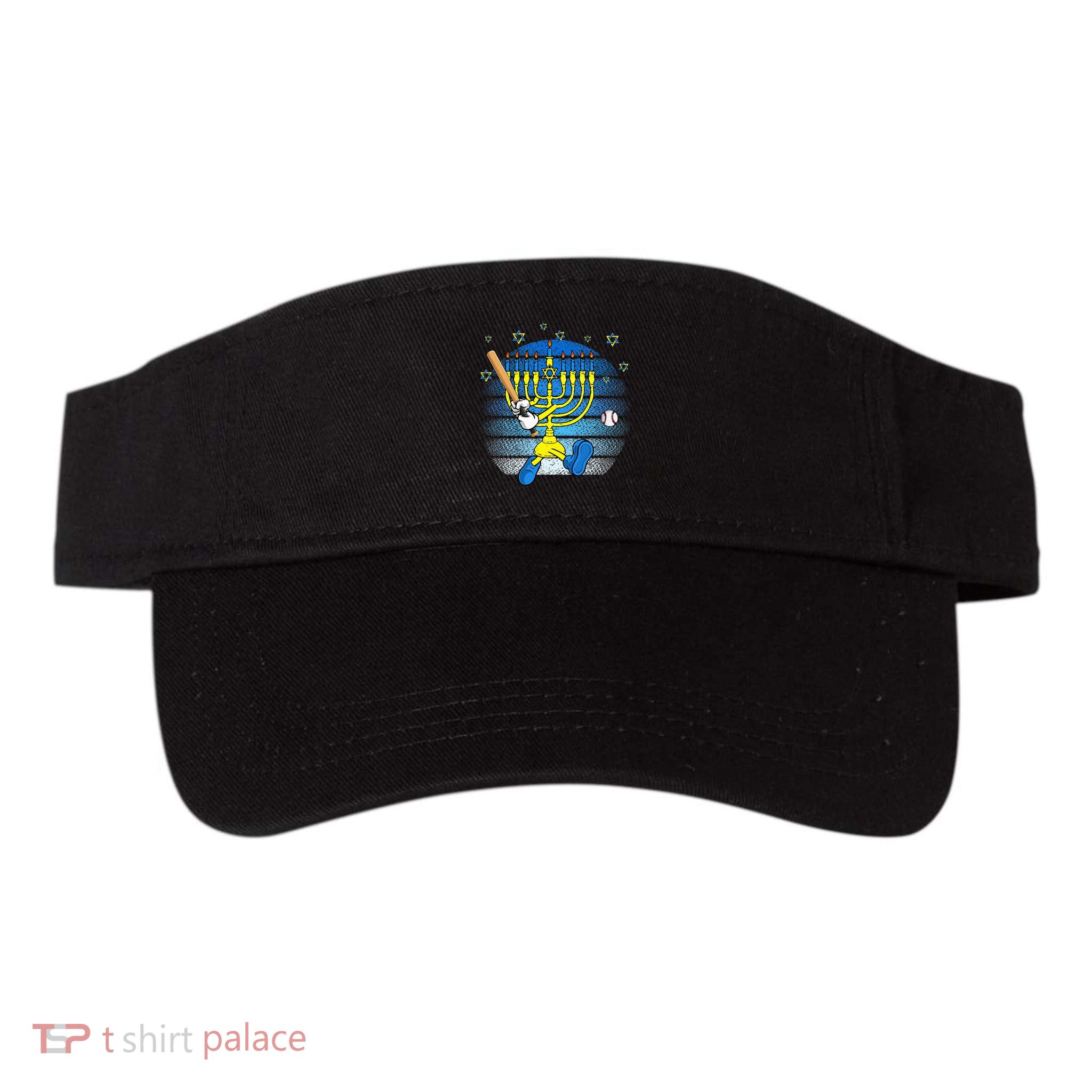Retro Menorah Playing Baseball Happy Hanukkah Pjs Visor