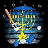 Retro Menorah Playing Baseball Happy Hanukkah Pjs Cropped Pullover Crew