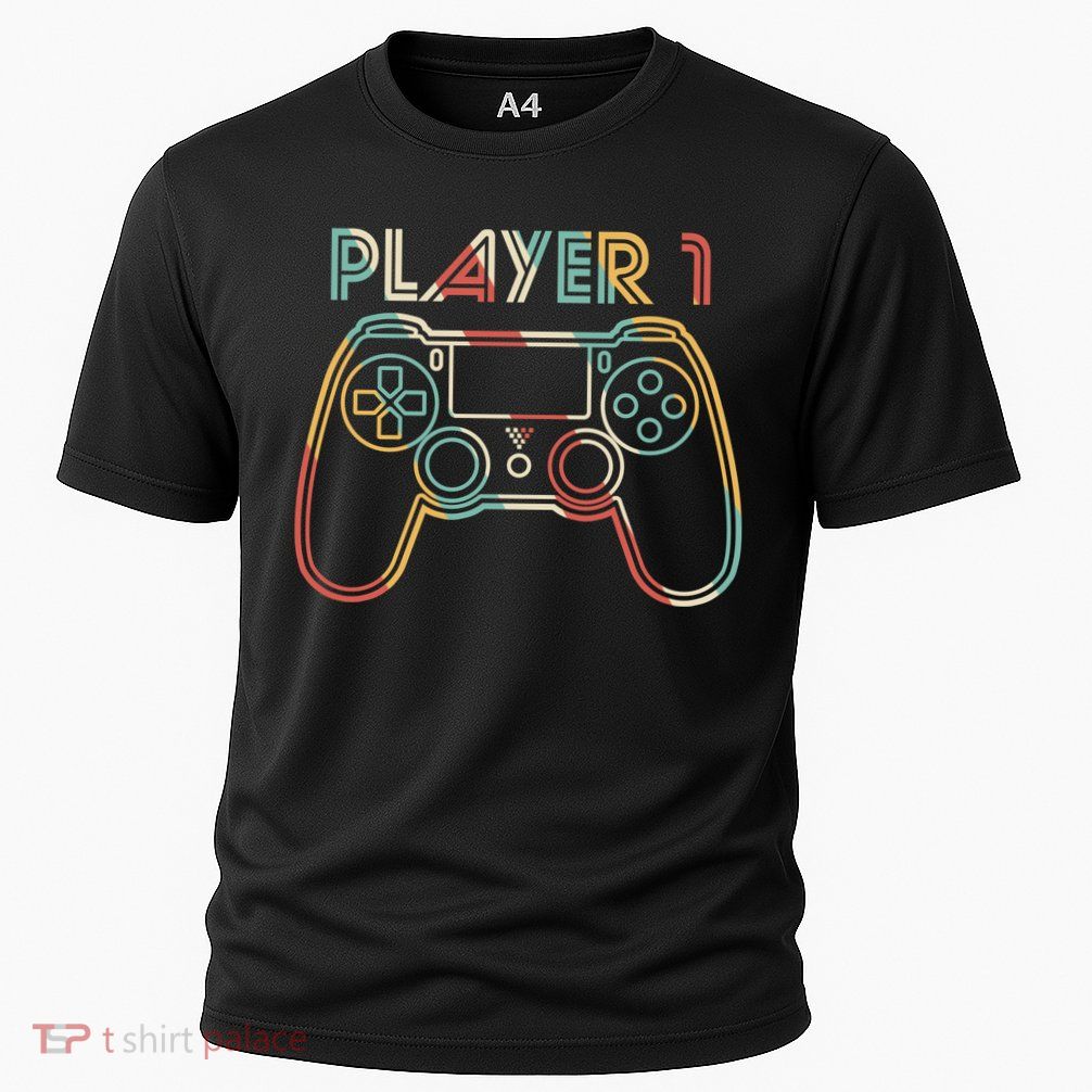 Retro Matching Player 1 Video Gamer Performance Shirt