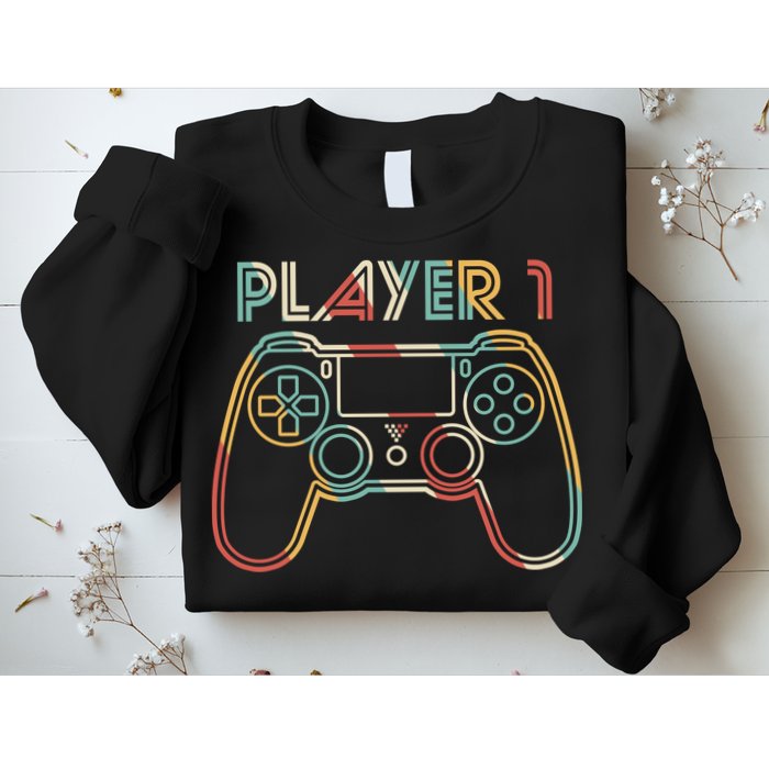 Retro Matching Player 1 Video Gamer Sweatshirt