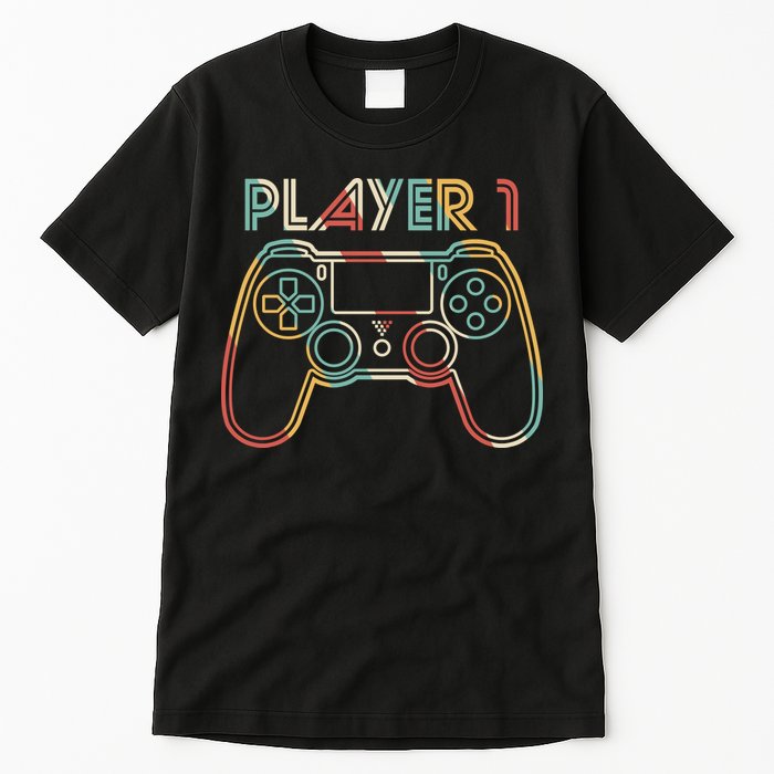 Retro Matching Player 1 Video Gamer Tall T-Shirt
