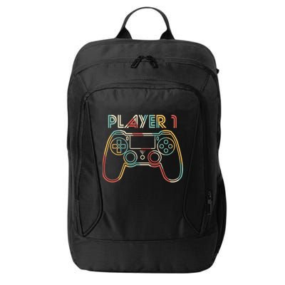 Retro Matching Player 1 Video Gamer City Backpack
