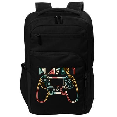Retro Matching Player 1 Video Gamer Impact Tech Backpack