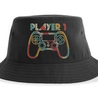 Retro Matching Player 1 Video Gamer Sustainable Bucket Hat