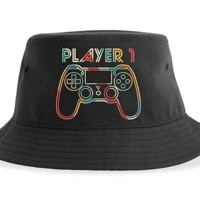 Retro Matching Player 1 Video Gamer Sustainable Bucket Hat