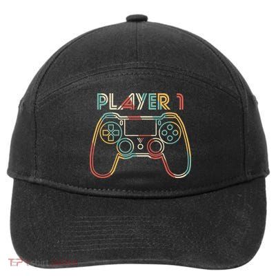 Retro Matching Player 1 Video Gamer 7-Panel Snapback Hat