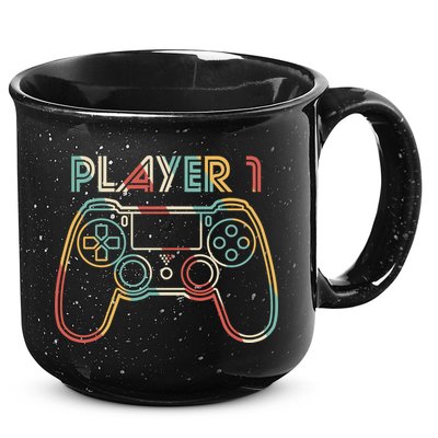 Retro Matching Player 1 Video Gamer 15oz Campfire Ceramic Mug