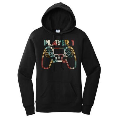 Retro Matching Player 1 Video Gamer Women's Pullover Hoodie