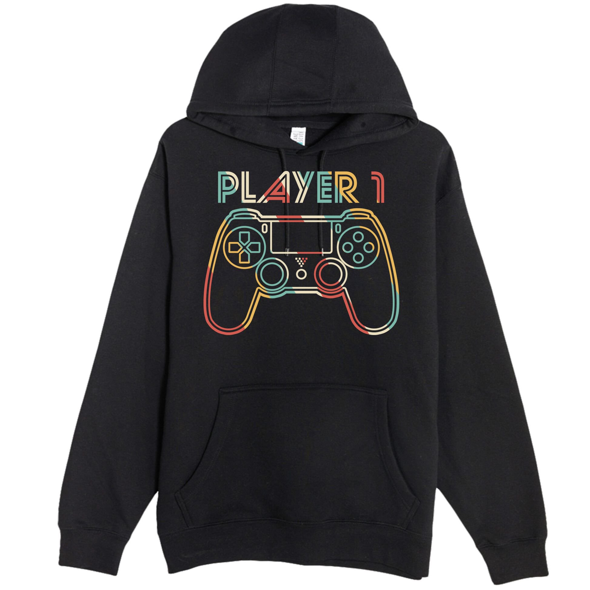 Retro Matching Player 1 Video Gamer Premium Pullover Hoodie