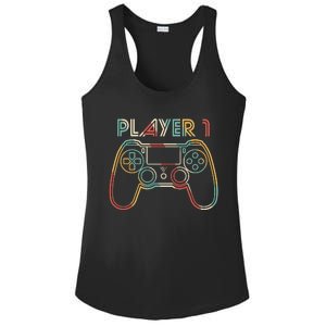 Retro Matching Player 1 Video Gamer Ladies PosiCharge Competitor Racerback Tank