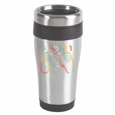 Retro Matching Player 1 Video Gamer 16oz Travel Tumbler
