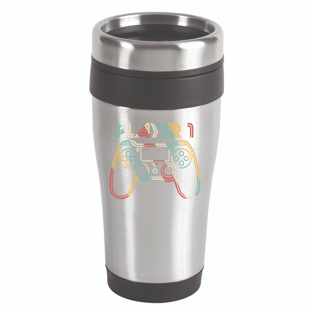 Retro Matching Player 1 Video Gamer 16oz Travel Tumbler