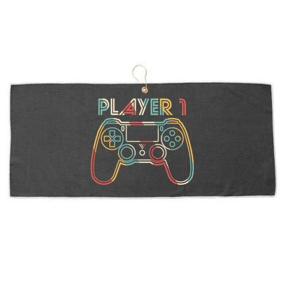 Retro Matching Player 1 Video Gamer Large Microfiber Waffle Golf Towel