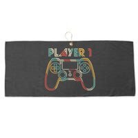 Retro Matching Player 1 Video Gamer Large Microfiber Waffle Golf Towel