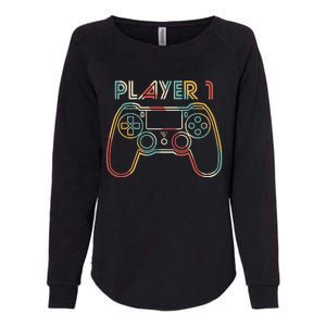 Retro Matching Player 1 Video Gamer Womens California Wash Sweatshirt