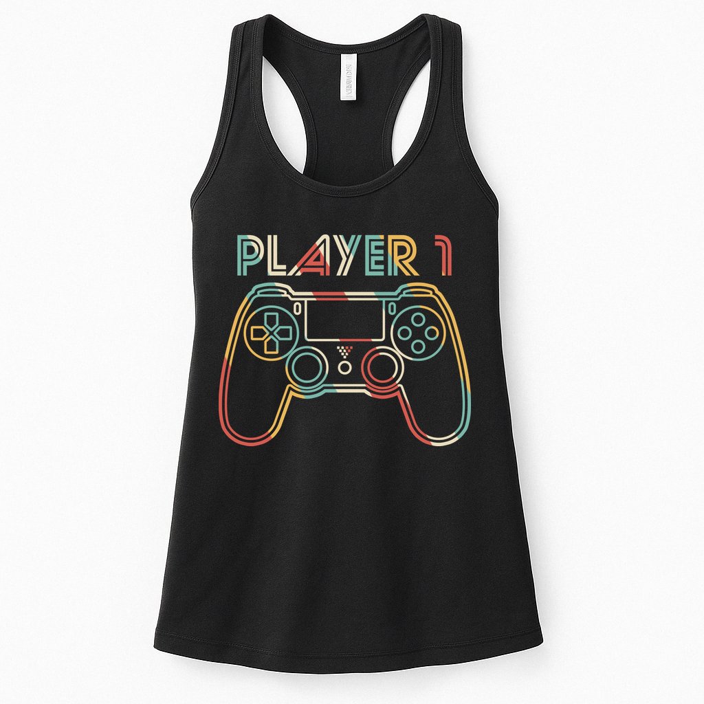 Retro Matching Player 1 Video Gamer Womens Tank Top