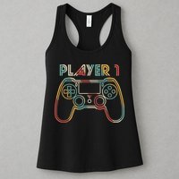 Retro Matching Player 1 Video Gamer Womens Tank Top