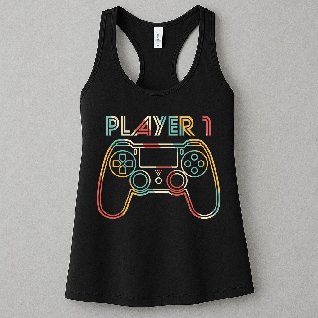 Retro Matching Player 1 Video Gamer Womens Tank Top