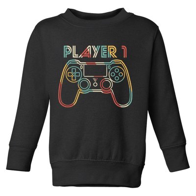 Retro Matching Player 1 Video Gamer Toddler Sweatshirt