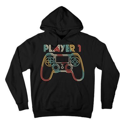 Retro Matching Player 1 Video Gamer Tall Hoodie