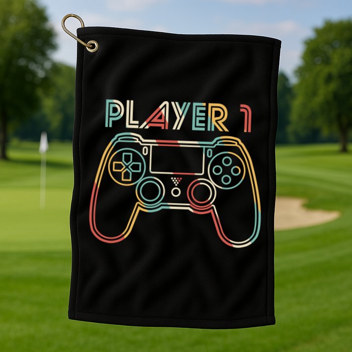 Retro Matching Player 1 Video Gamer Golf Towel