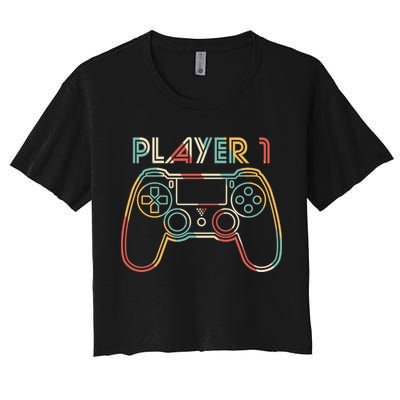 Retro Matching Player 1 Video Gamer Crop Top