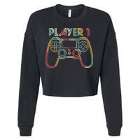 Retro Matching Player 1 Video Gamer Cropped Pullover Crew