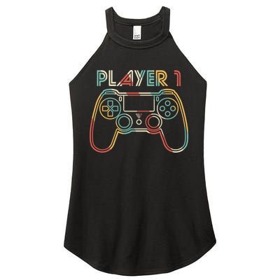 Retro Matching Player 1 Video Gamer Women's Perfect Tri Rocker Tank