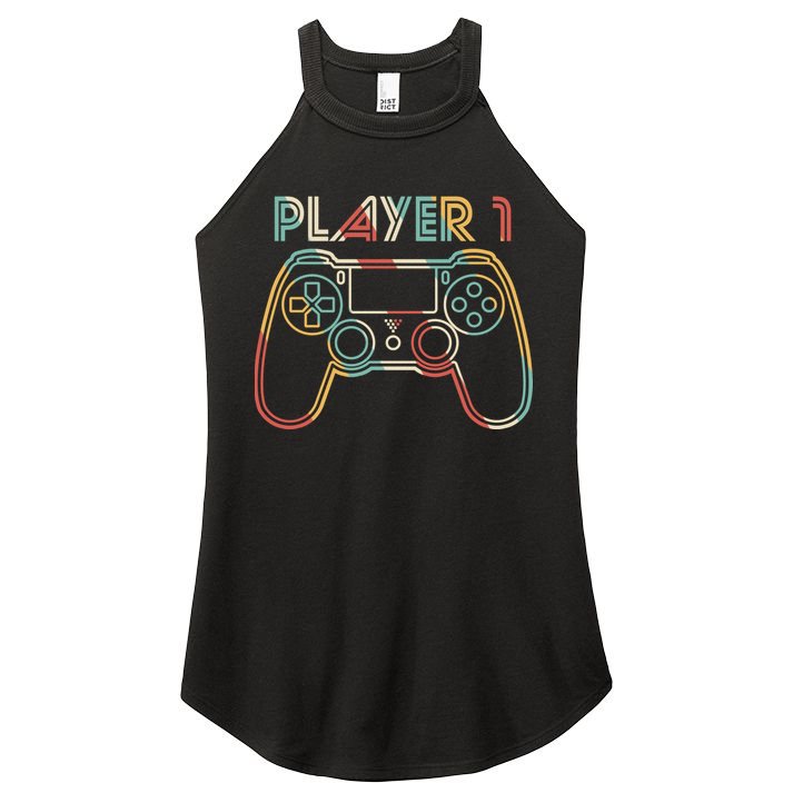 Retro Matching Player 1 Video Gamer Women's Perfect Tri Rocker Tank