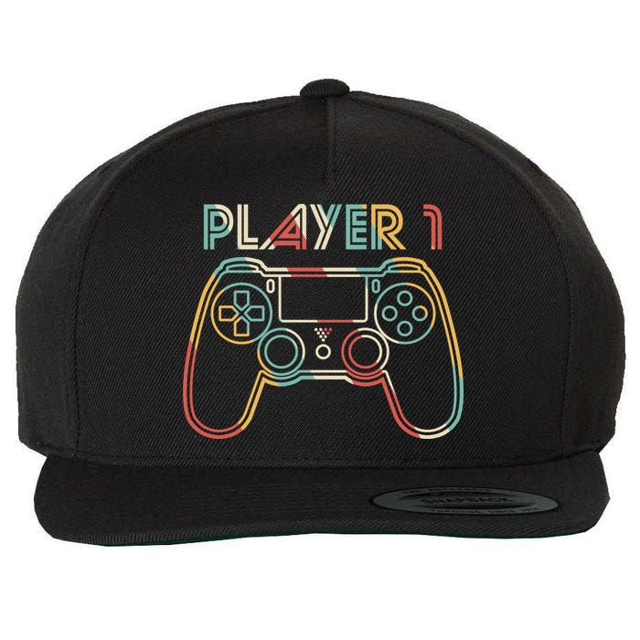 Retro Matching Player 1 Video Gamer Wool Snapback Cap