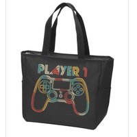 Retro Matching Player 1 Video Gamer Zip Tote Bag
