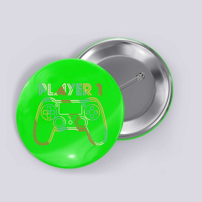 Retro Matching Player 1 Video Gamer Button