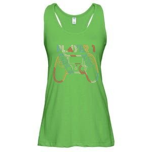 Retro Matching Player 1 Video Gamer Ladies Essential Flowy Tank