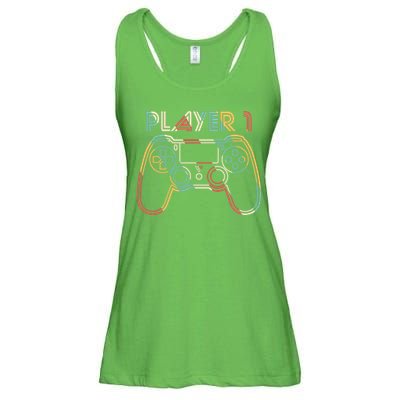 Retro Matching Player 1 Video Gamer Ladies Essential Flowy Tank