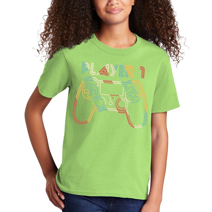 Retro Matching Player 1 Video Gamer Kids T-Shirt