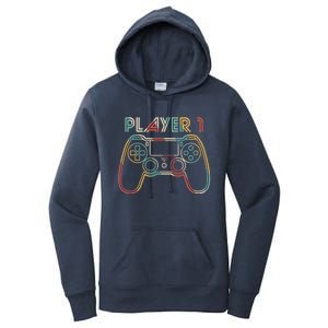 Retro Matching Player 1 Video Gamer Women's Pullover Hoodie