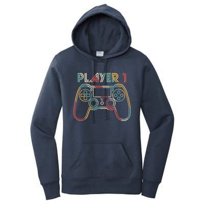 Retro Matching Player 1 Video Gamer Women's Pullover Hoodie