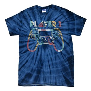 Retro Matching Player 1 Video Gamer Tie-Dye T-Shirt